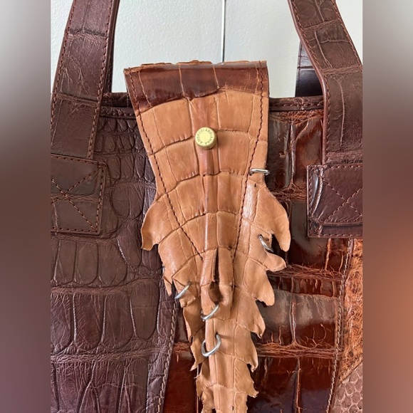 AMBROSI ABRIANNA Large Crocodile Snakeskin Tote Crossbody Bag Handbag - Picture 4 of 14